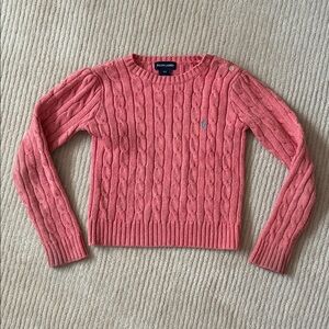 Ralph Lauren Girls’ Pink Cable Knit Sweater (6)